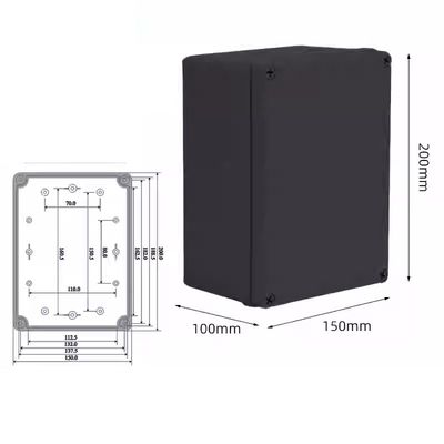 200*150*100mm Plastic Screws ABS Black Weatherproof Enclosure Box For PCB DIY