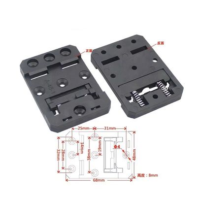 Din Rail Mount , Plastic PA66 Nylon Black 35mm Din Rail Clamp Din Rail Mounting Clip Din Rail Mounting Bracket 48mm Width A-48-1