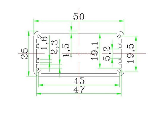 Width50mm Height25mm One-body Good Thermal Property Aluminum Housing For Electronics