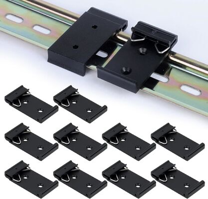 Aluminum 35mm Din Rail Fixed Clamp Black DIN Rail Mounting Clip Snap for Relay Mounting
